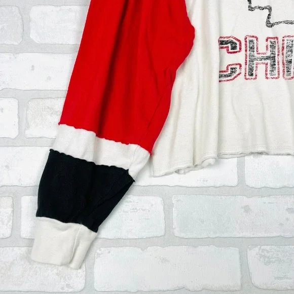 47 Brand Kansas City Chiefs Cropped Long Sleeve Colorblock Shirt Red White XL - Picture 4 of 16